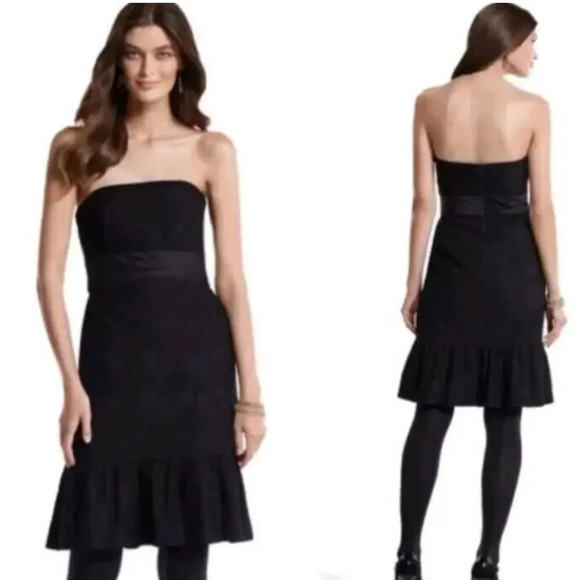 White House Black Market Dresses & Skirts - Black House White Market Strapless Faille Ruffled Hem Black Dress size 6 NWT